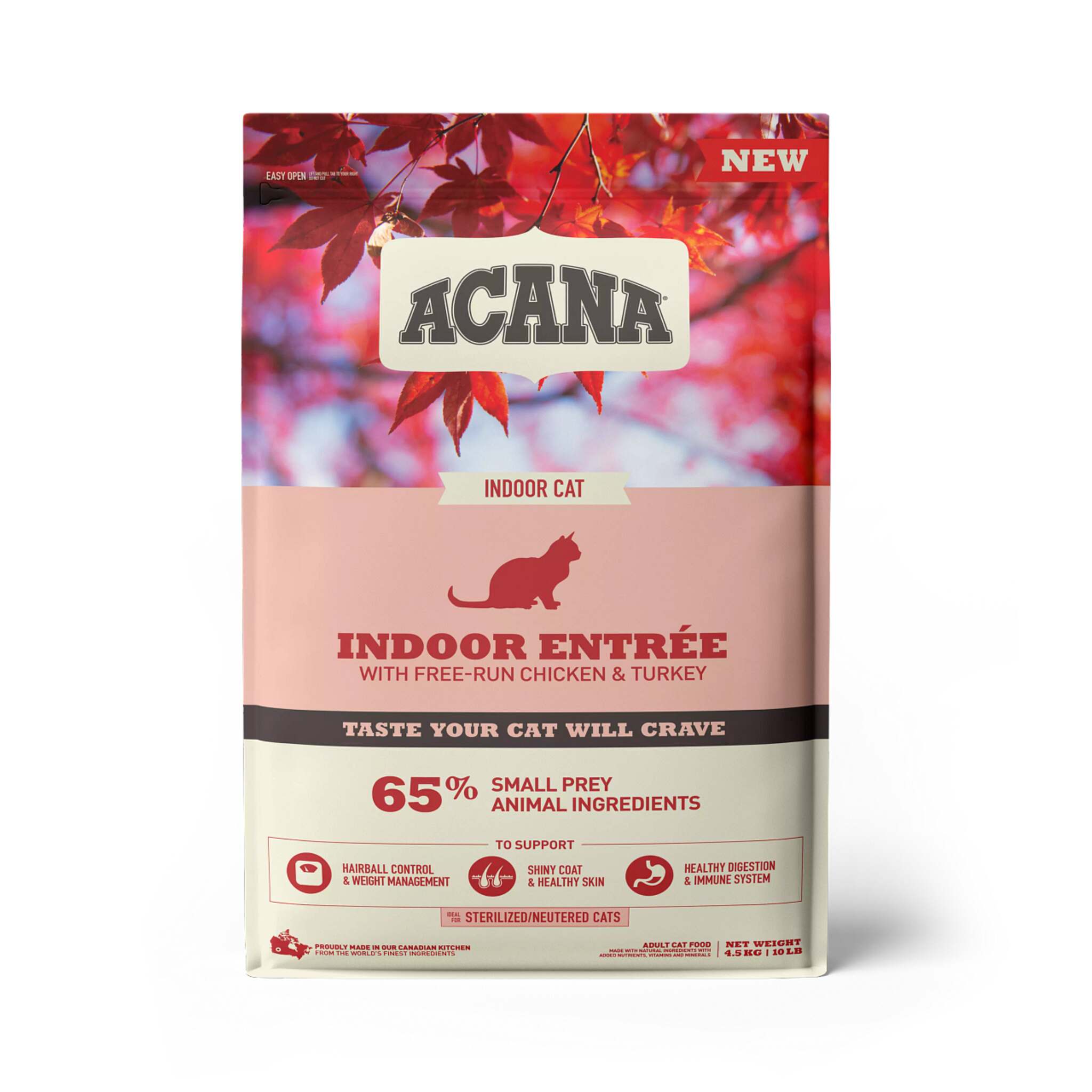A bag of Acana cat food, Indoor Entree recipe, 10 lb. 