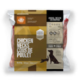A bag of Big Country Raw Chicken necks, Cat or Dog treat, 1 lb, roughly 5 minutes chewing time per treat, requires freezing.