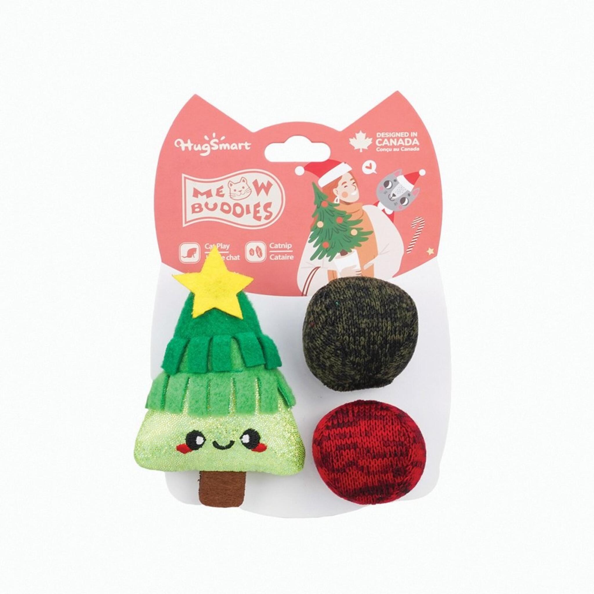 Hugsmart Meow Buddies Xmas Tree Holiday Cat Toy 3 Pack