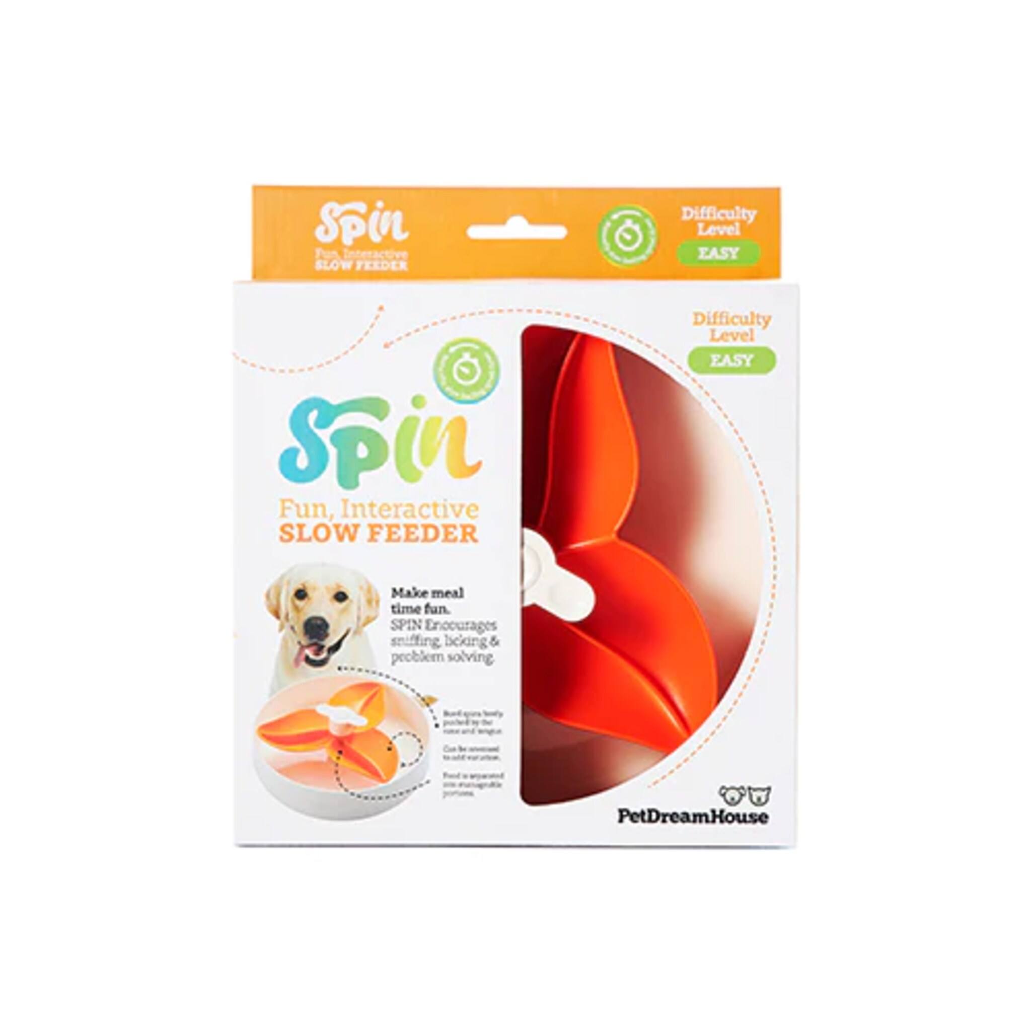 Pet Dream House Spin Interactive Slow Feeder Bougainvillea Pet Bowl Orange