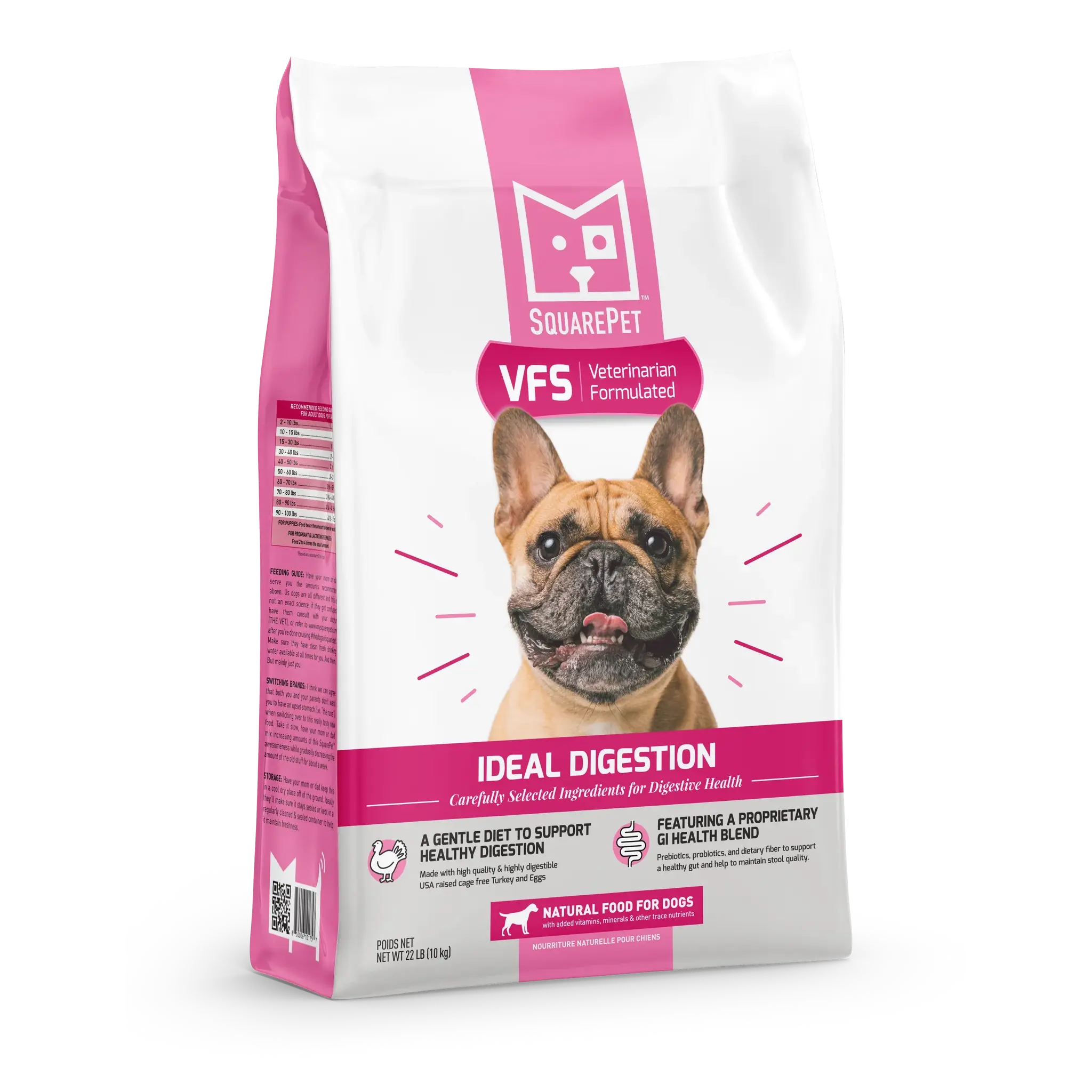A bag of Squarepet's ideal digestion vet formulated dog food.