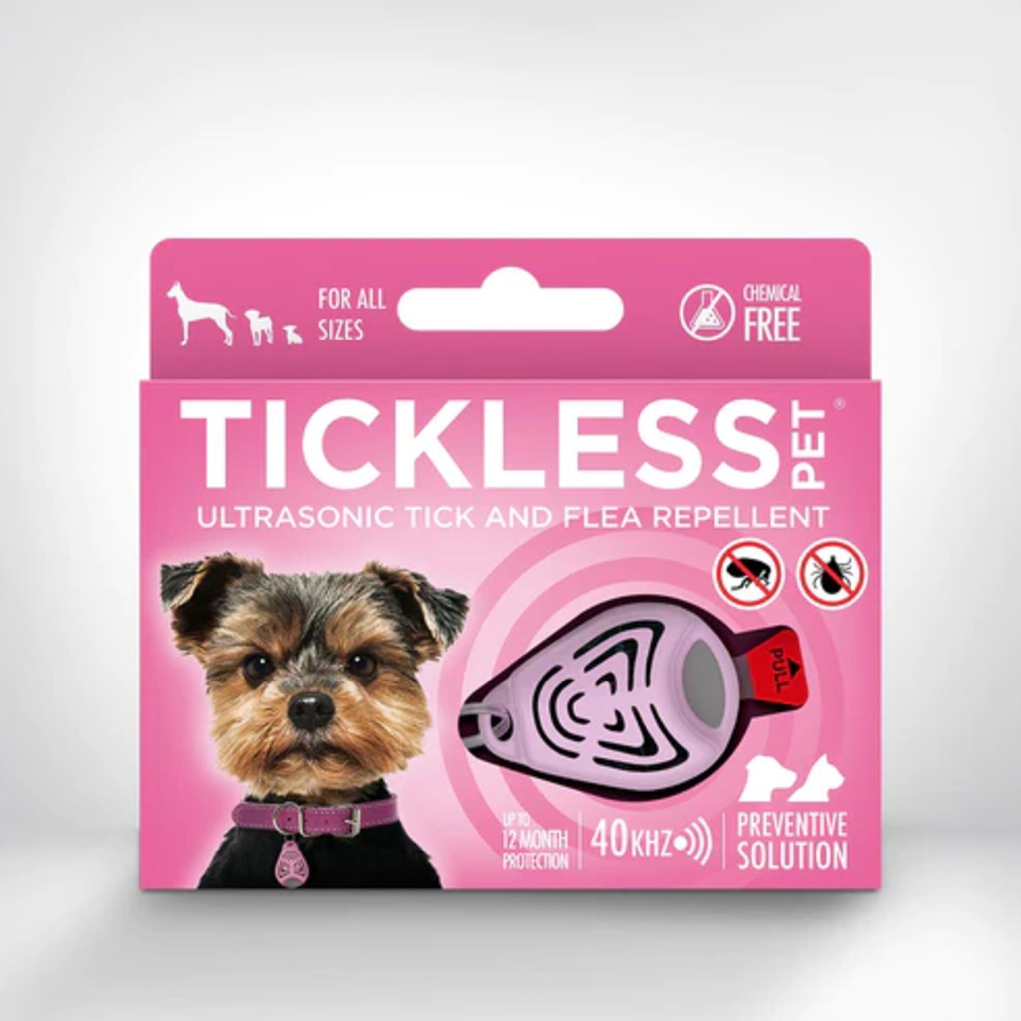 Tickless Ultrasonic Pet Classic Medallion For All Sizes Pink