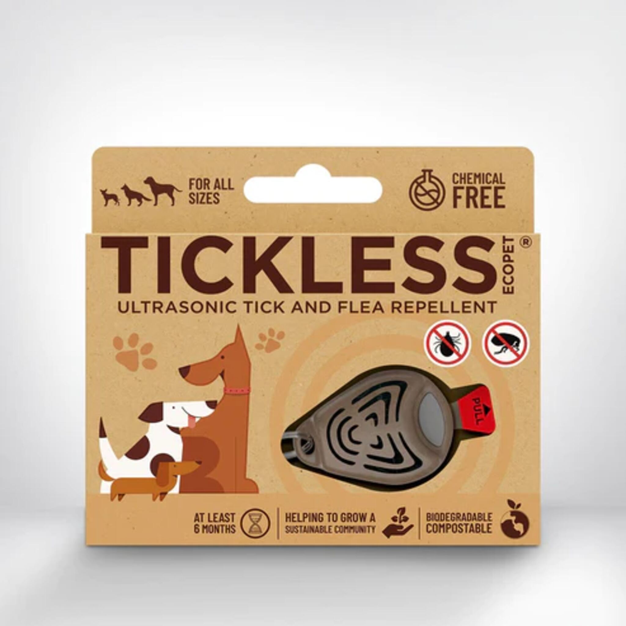 Tickless ECO Ultrasonic Pet Classic Medallion For All Sizes Brown