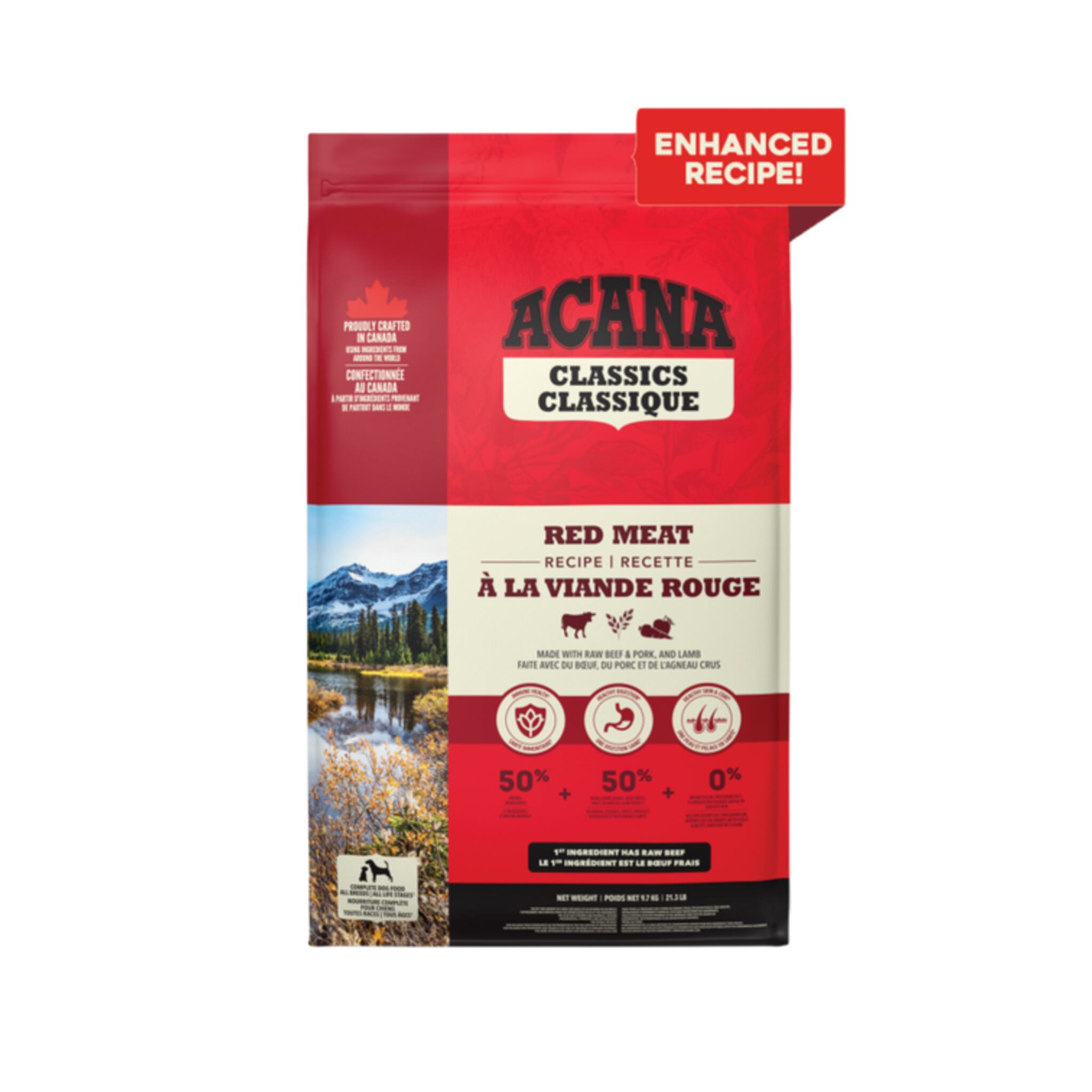 A bag of Acana Classics dog food, Red Meat recipe, 21.3 lb.