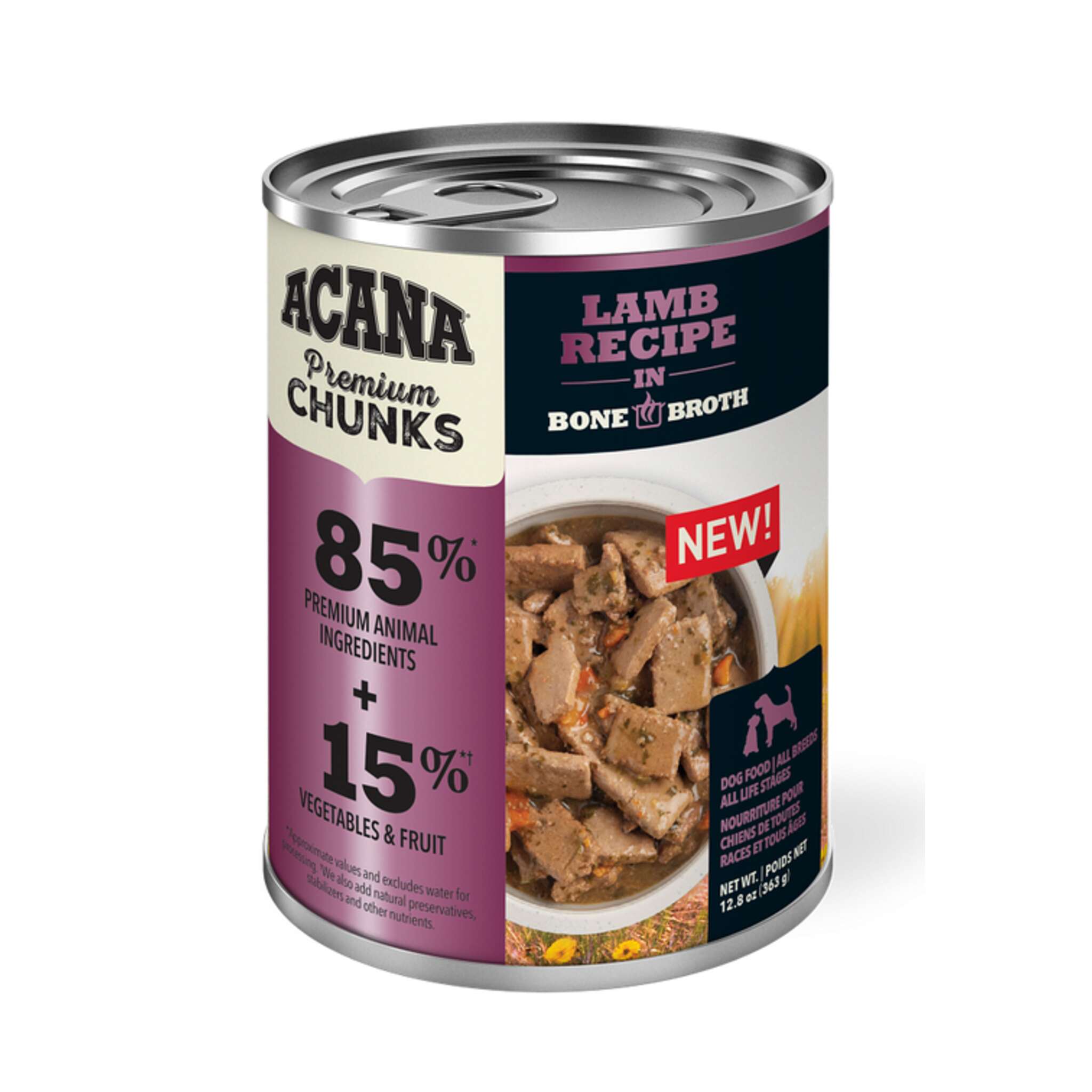 A can of Acana wet dog food, Lamb recipe, 12.8  oz.