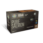 A carton of Big Country Raw Side Dish, pure Salmon recipe, cat or dog topper & treat, 4 lb (contains four 1 lb patties), requires freezing.