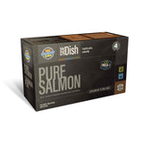 A carton of Big Country Raw Side Dish, pure Salmon recipe, cat or dog topper & treat, 4 lb (contains four 1 lb patties), requires freezing.