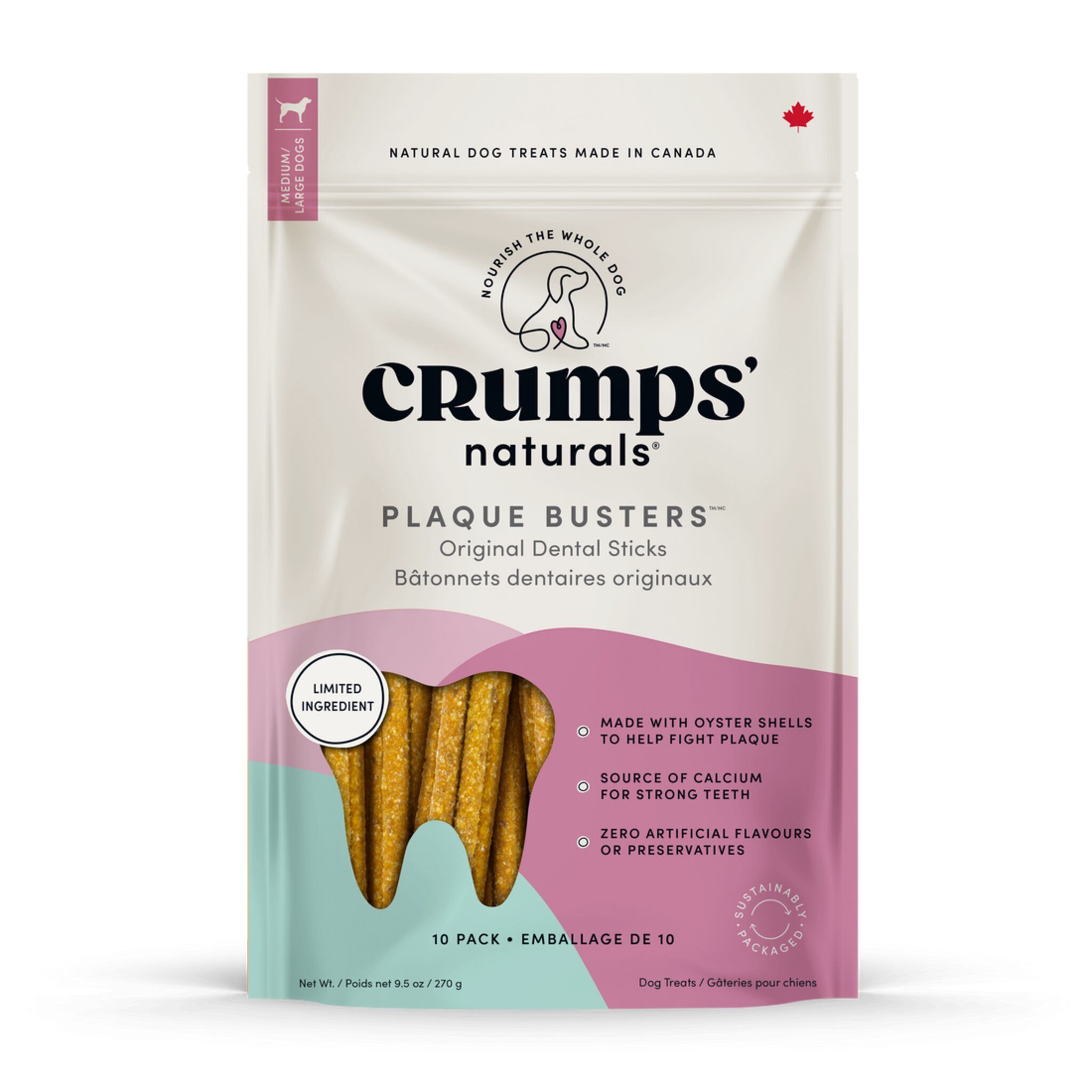 Crumps' Naturals Plaque Buster 7" Original 10 pack Dog Treats