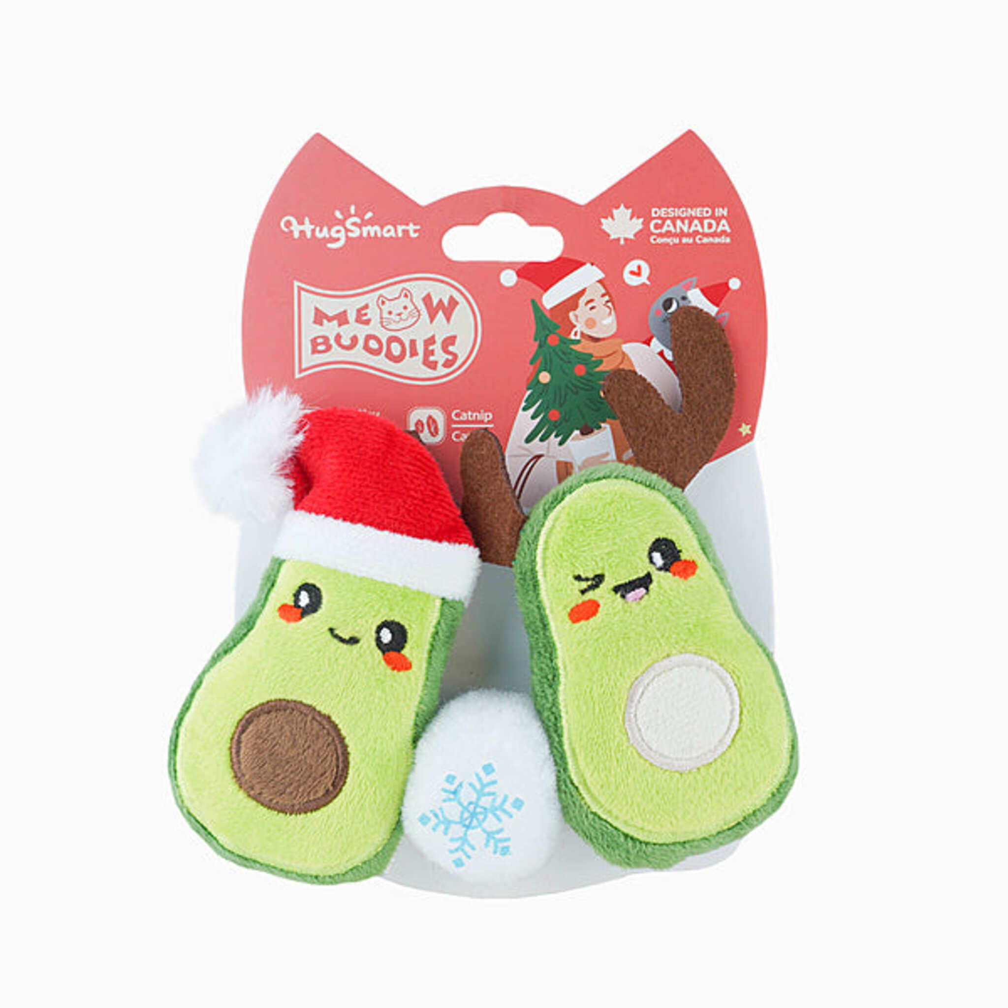 Hugsmart Meow Buddies Christmas Avocado Cat Toy 3 Pack