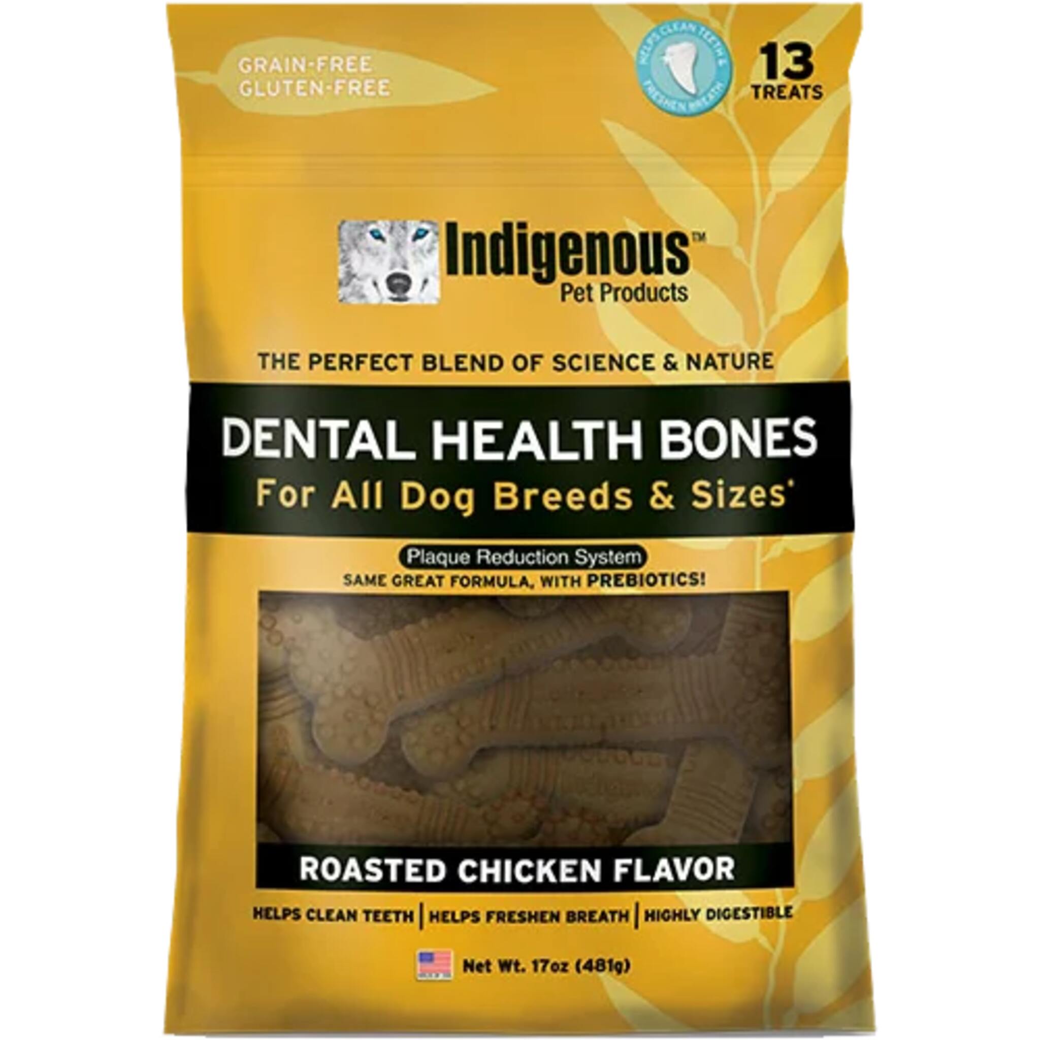 Indigenous Dental Bones Roasted Chicken Dog Treats 481g