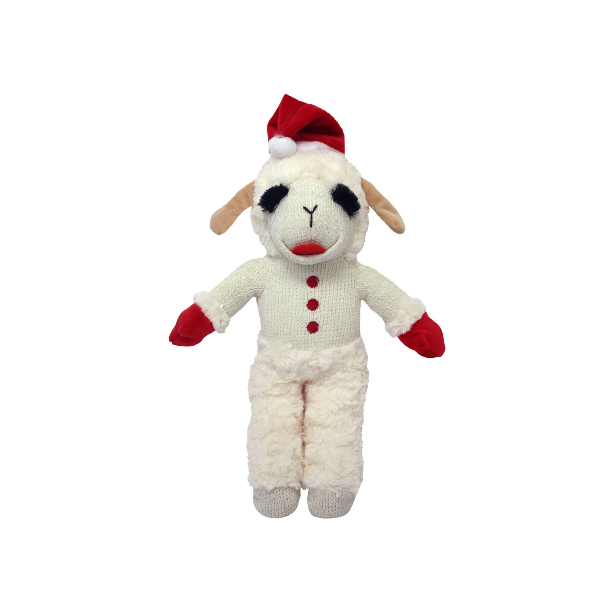 Multipet Holiday Lamb Chop with with Santa Hat Dog Toy 13"