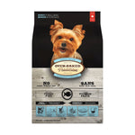 A bag of Oven-Baked Tradition dog food, adult small breed, fish recipe, 5 lb.