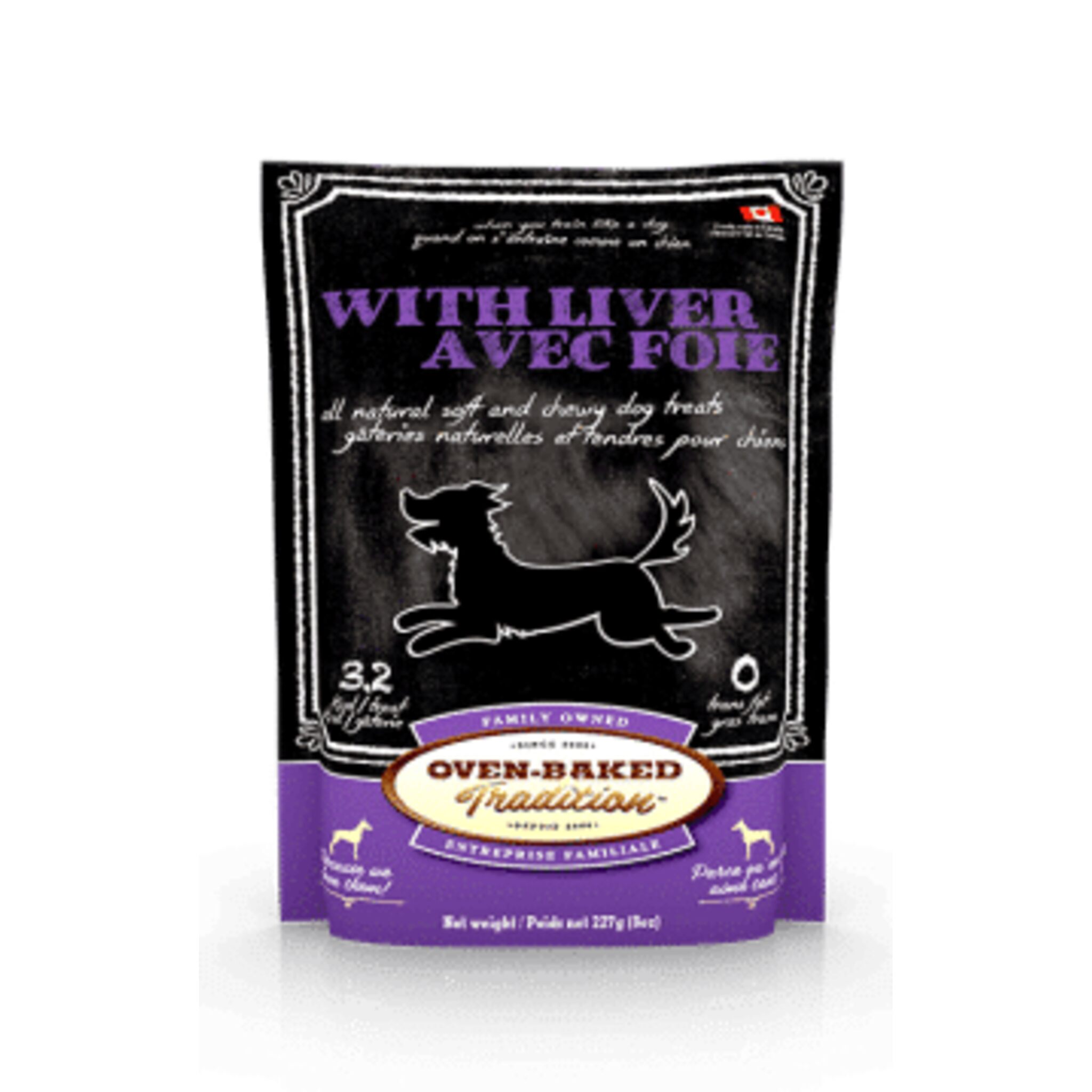 A bag of Oven-Baked Tradition soft and chewy dog treats, liver recipe, 8 oz.