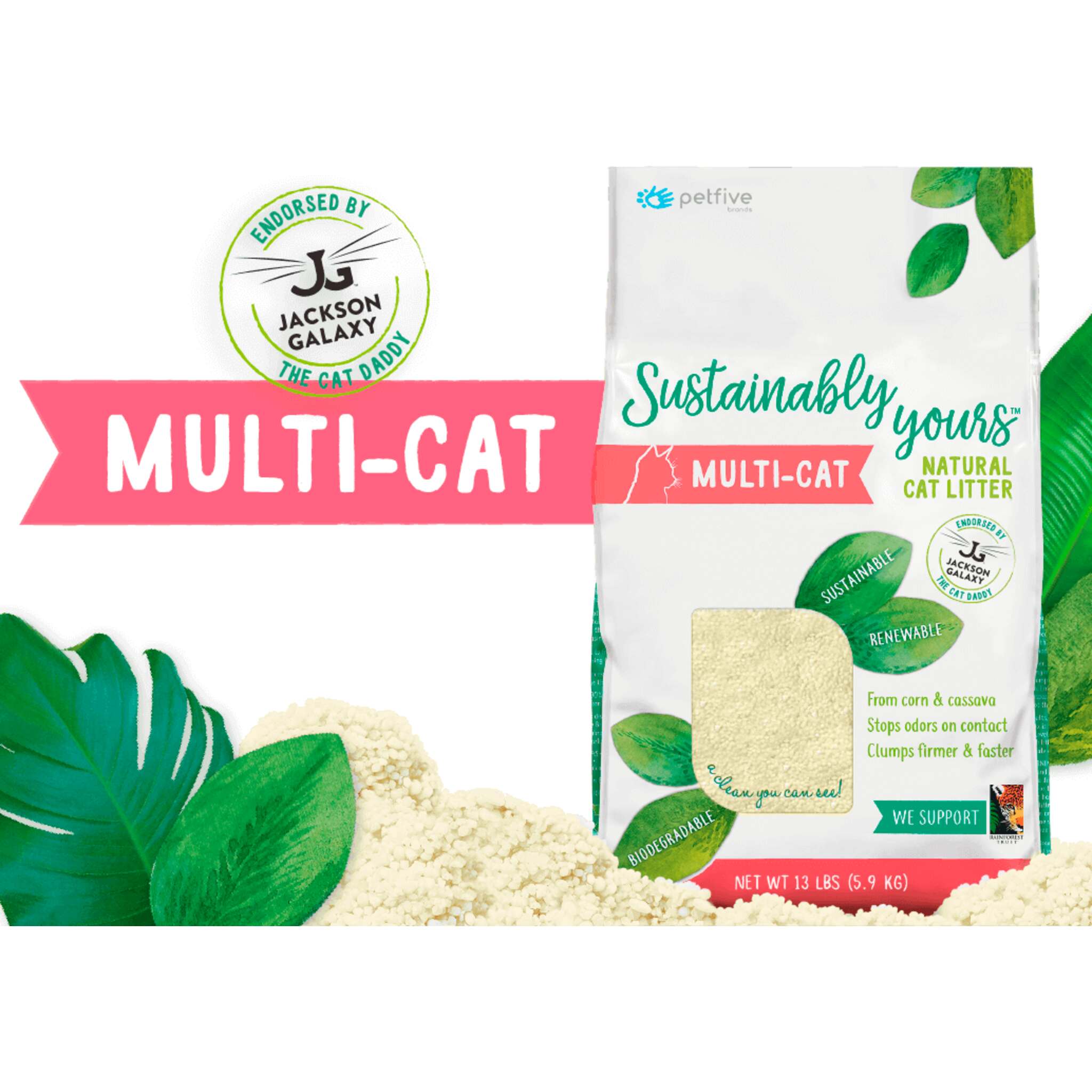 Sustainably Yours Natural Biodegradable Multicat Cat litter 26 lbs