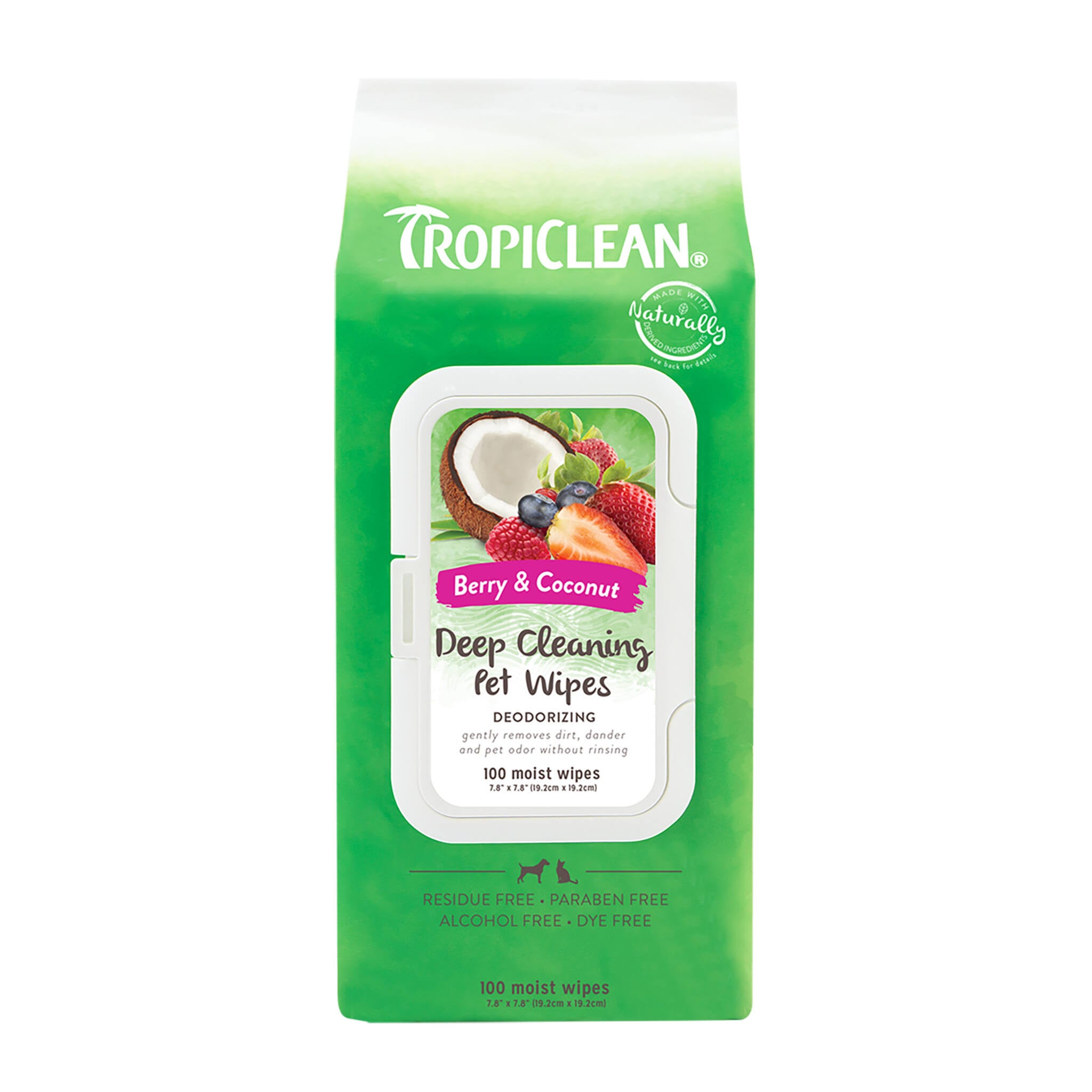Tropiclean Wipes Deep Cleaning Berry & Coconut 100 Wipes